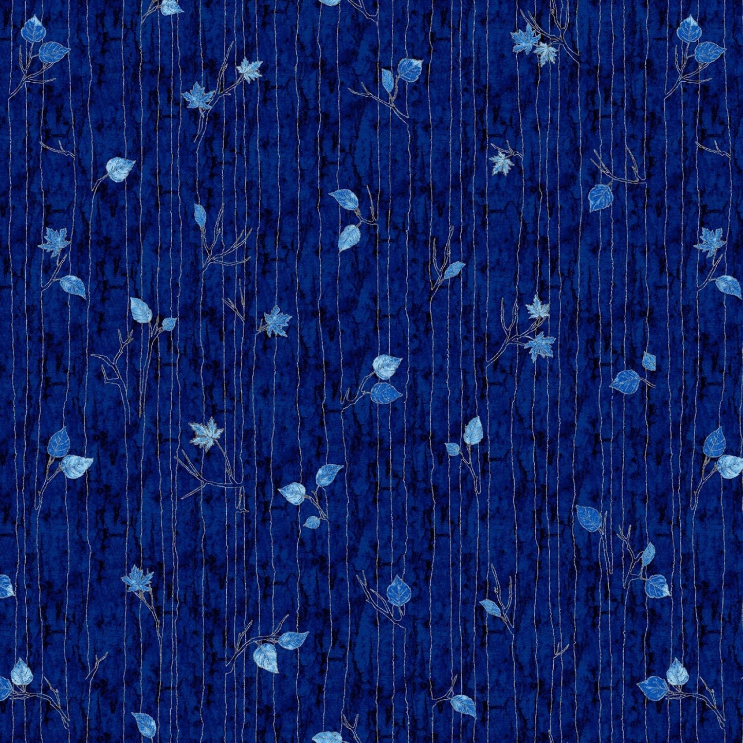 Midnight Woods Lines and Leaves Dark Blue MIWO4349-DB Cotton Woven Fabric