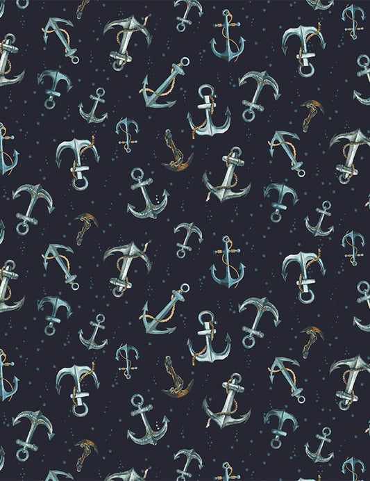 Hook Line & Sinker Nauti Marlin STELLA-1802 Cotton Woven Fabric