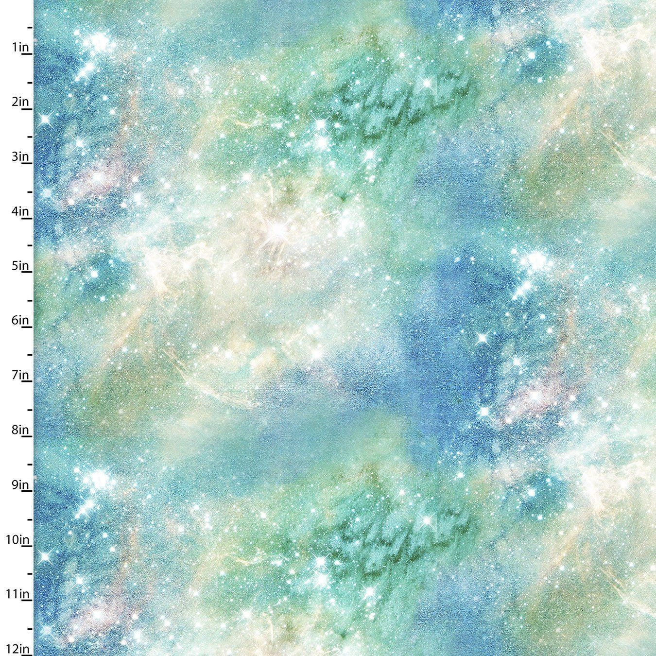 Magical Galaxy Airglow Green w/Metallic 17166-GRN Cotton Woven Fabric