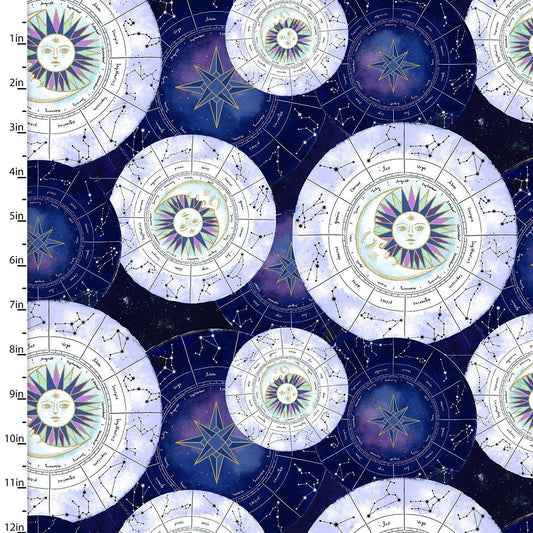 Magical Galaxy Celestial Charts w/Metallic 17160-MLT Cotton Woven Fabric