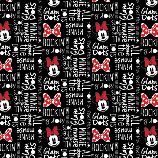 Licensed Disney Minnie Mouse All About Dots Black 85271008-2 Cotton Woven Fabric