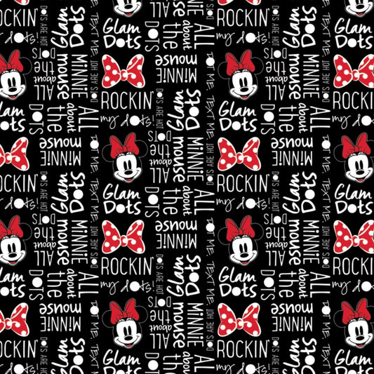 Licensed Disney Minnie Mouse All About Dots Black 85271008-2 Cotton Woven Fabric