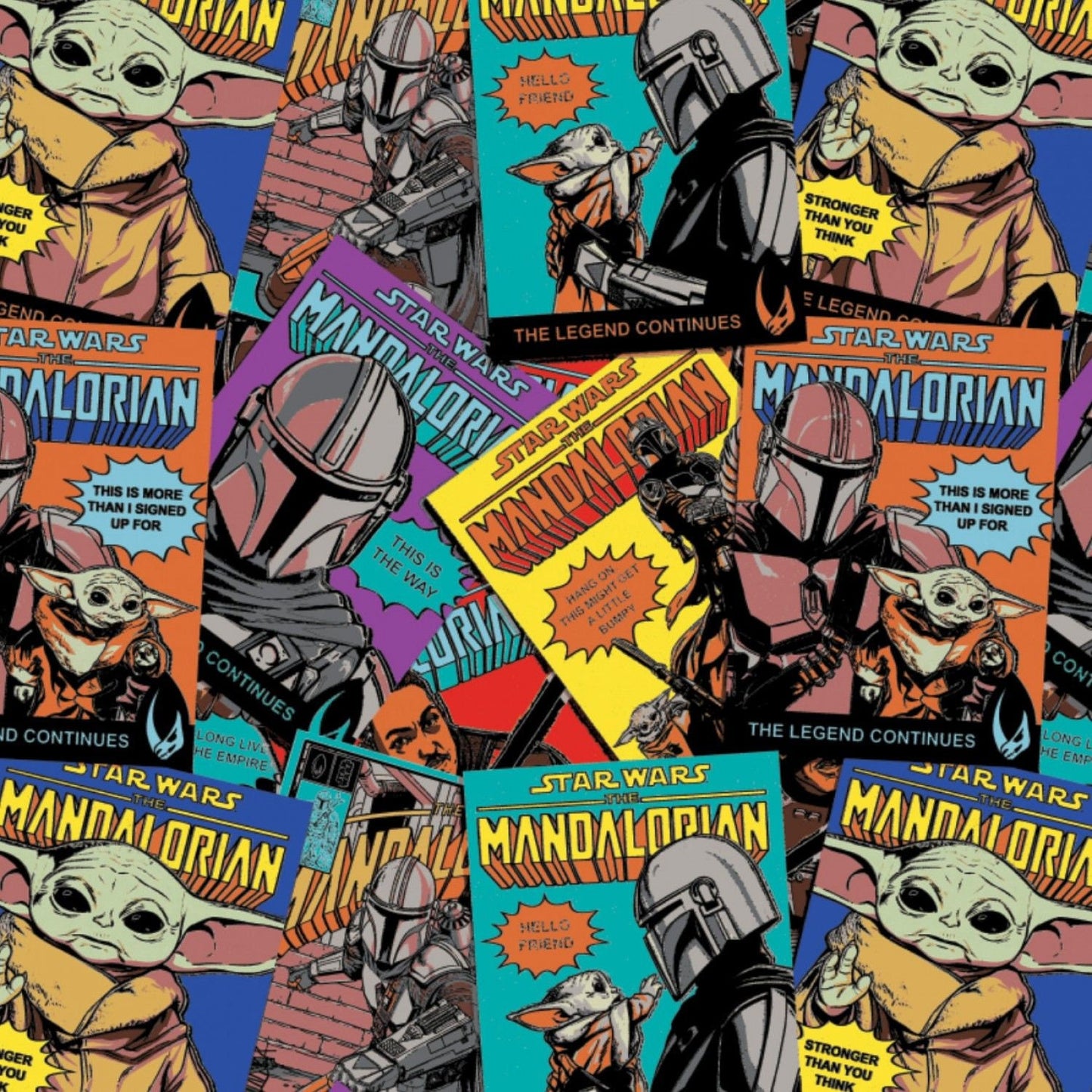 Licensed Star Wars Mandalorian 2 Comic Posters 73800256-1 Cotton Woven Fabric