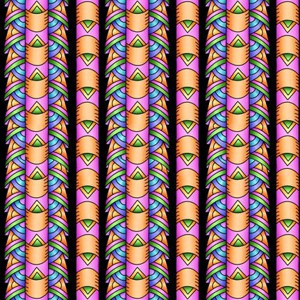 Festival by Debi Payne Decorative Stripe Black 28031-J Cotton Woven Fabric