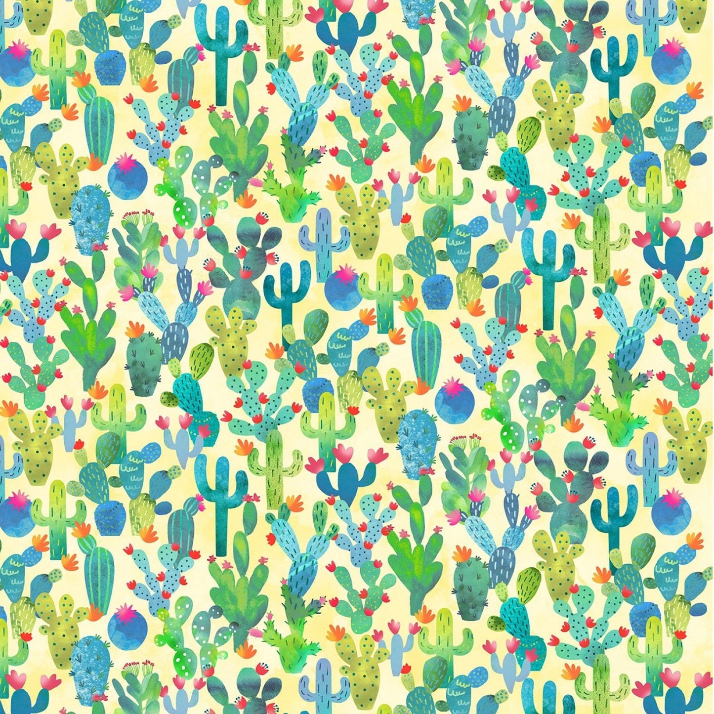 La Vida Loca Cactus Garden Yellow CX9417-YELL Cotton Woven Fabric