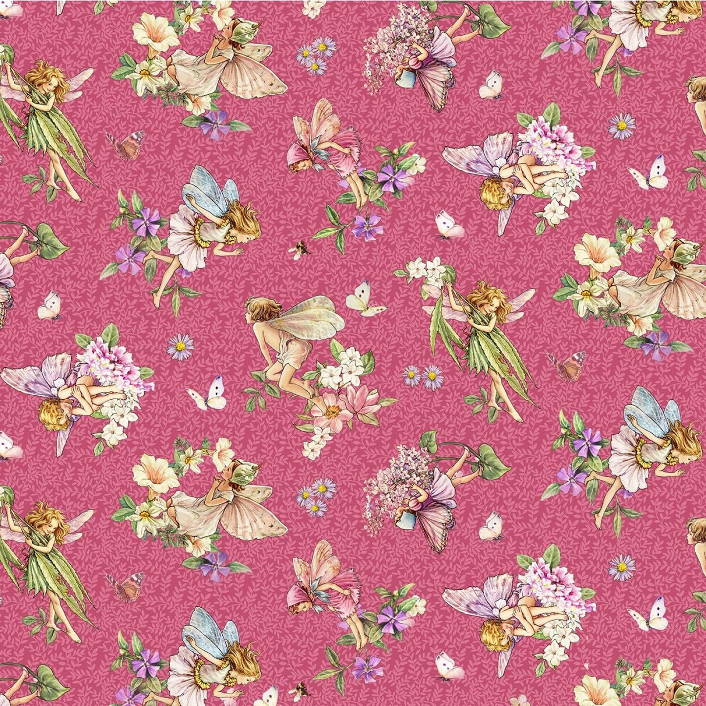 Songs of the Flower Fairies Dancing Flower Fairies Fuchsia DDC9272-FUSC Cotton Woven Fabric