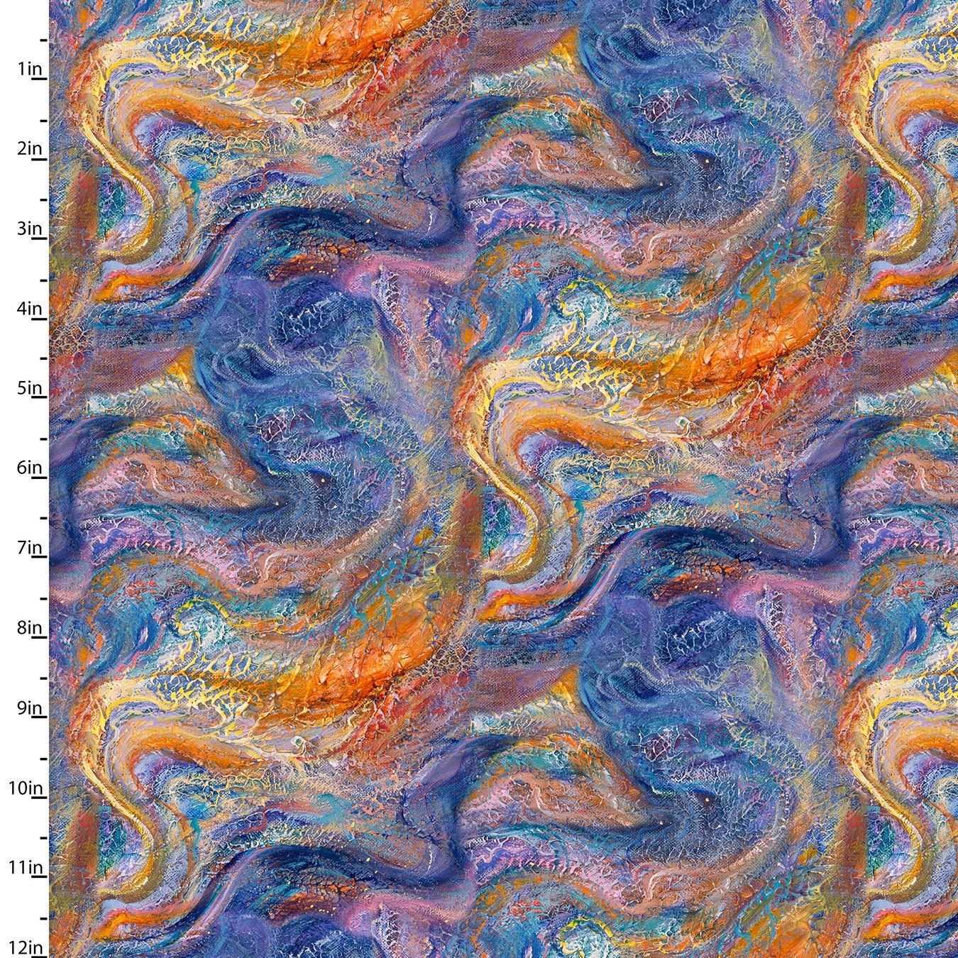 Celestial Journey by Josephine Wall Fiery Sky 17133-MLT Digitally Printed Cotton Woven Fabric