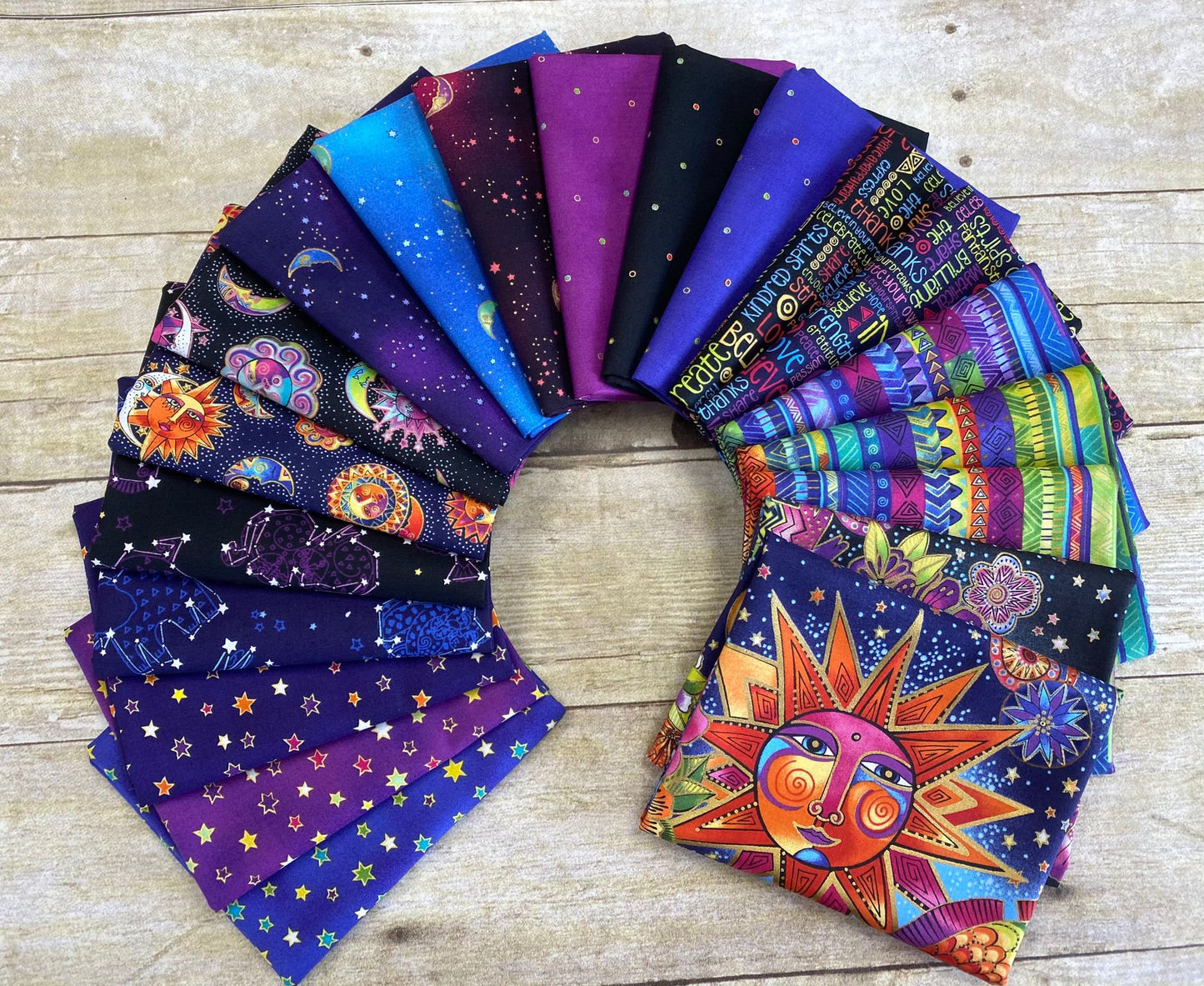 Celestial Magic by Laurel Burch Suns Black Y3161-3 Cotton Woven Fabric