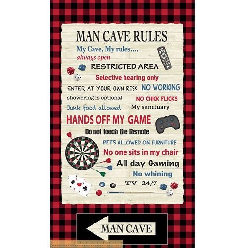 Man Cave by Rosemarie Lavin 24" Panel 52410P-X Cotton Woven Fabric Panel