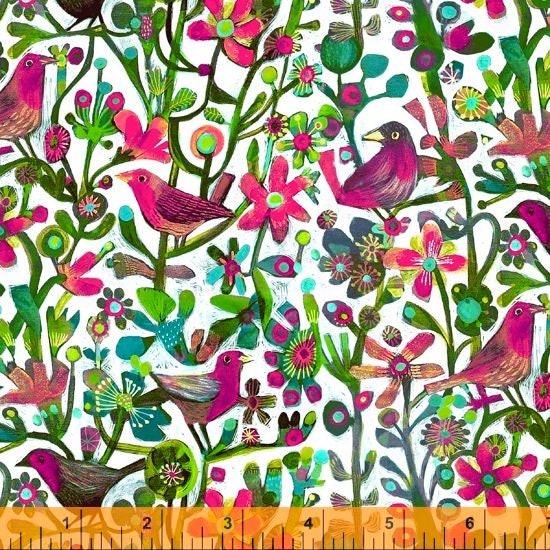 Alfie by Este MacLeod Jolly Robins Fuchsia 52299D-1 Digitally Printed Cotton Woven Fabric
