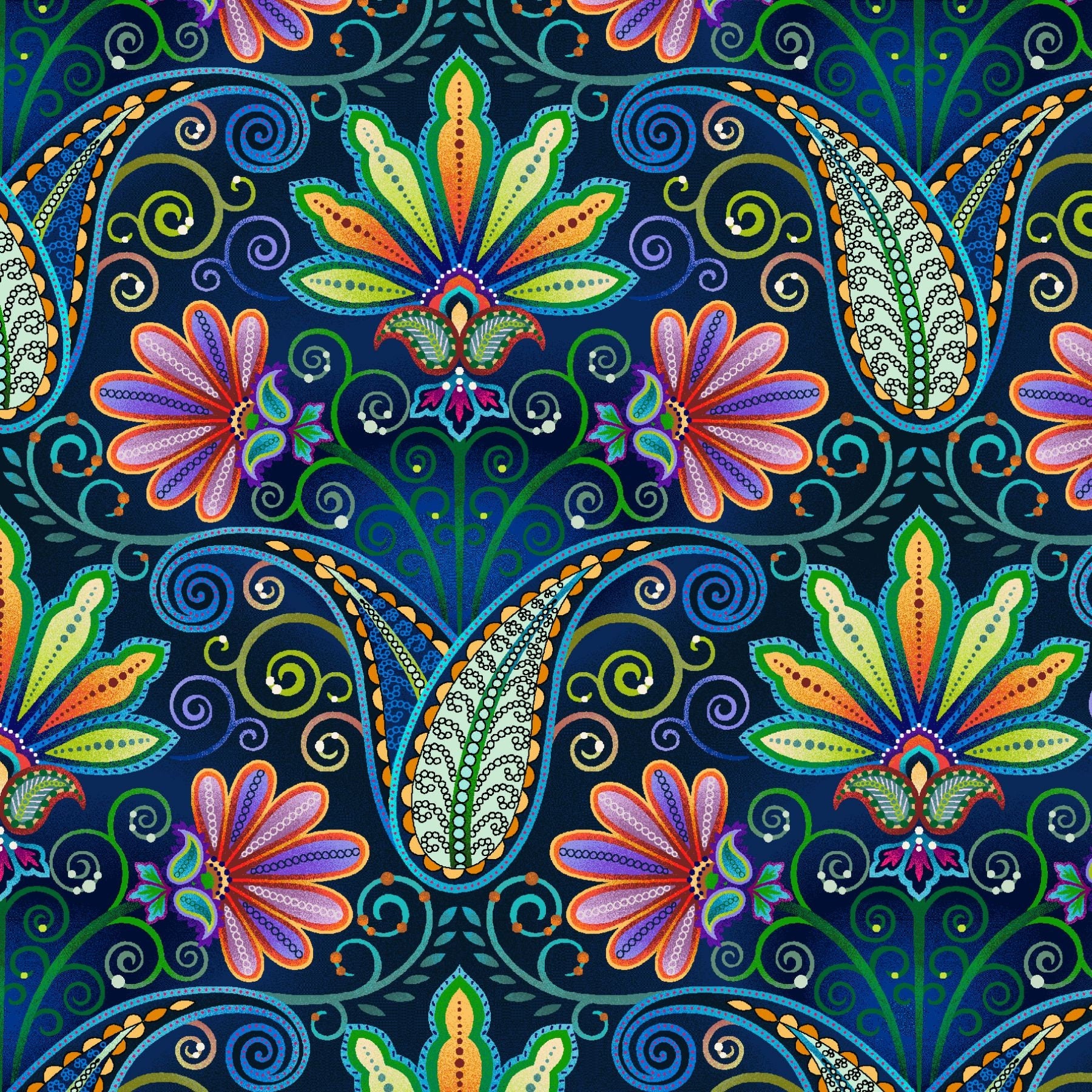 Blooming Paisleys by Art Loft Blooming Paisley Indigo 5601-77 Digitall ...