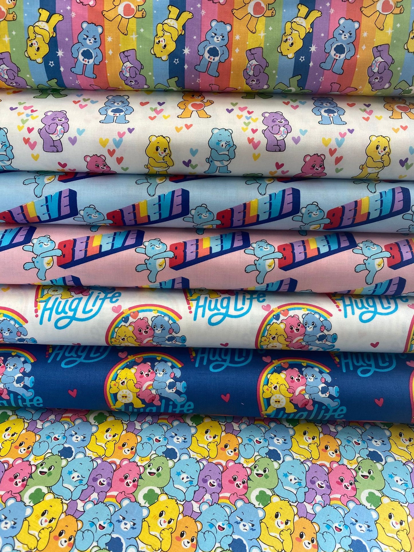 Licensed Care Bears Believe Hug Life White 44010602-1 Cotton Woven Fabric