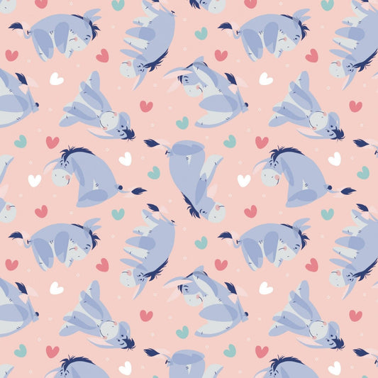 Licensed Disney Winnie the Pooh Be Happy Eeyore Heart Blush 85430519-2 Cotton Woven Fabric