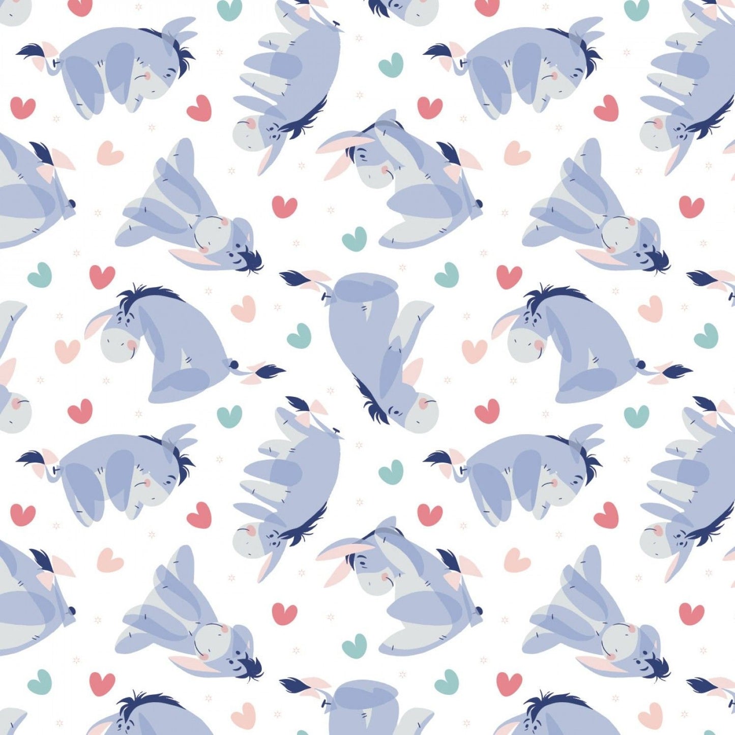 Licensed Disney Winnie the Pooh Be Happy Eeyore Heart White 85430519-1 Cotton Woven Fabric