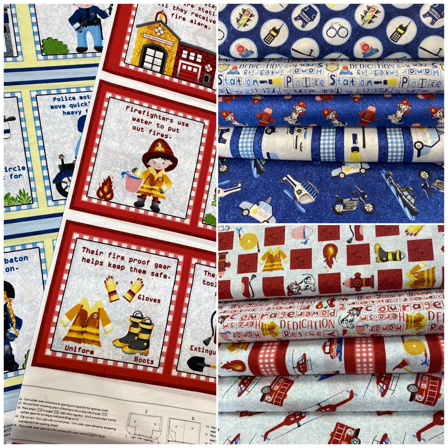 Everyday Heroes by Pam Branch Firefighter Dalmations & Hydrants Blue 1347-77 Cotton Woven Fabric