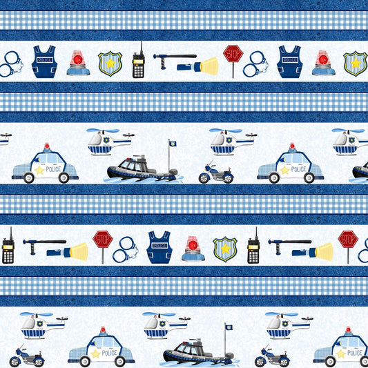 Everyday Heroes by Pam Branch Police Stripe Blue 1352-77 Cotton Woven Fabric