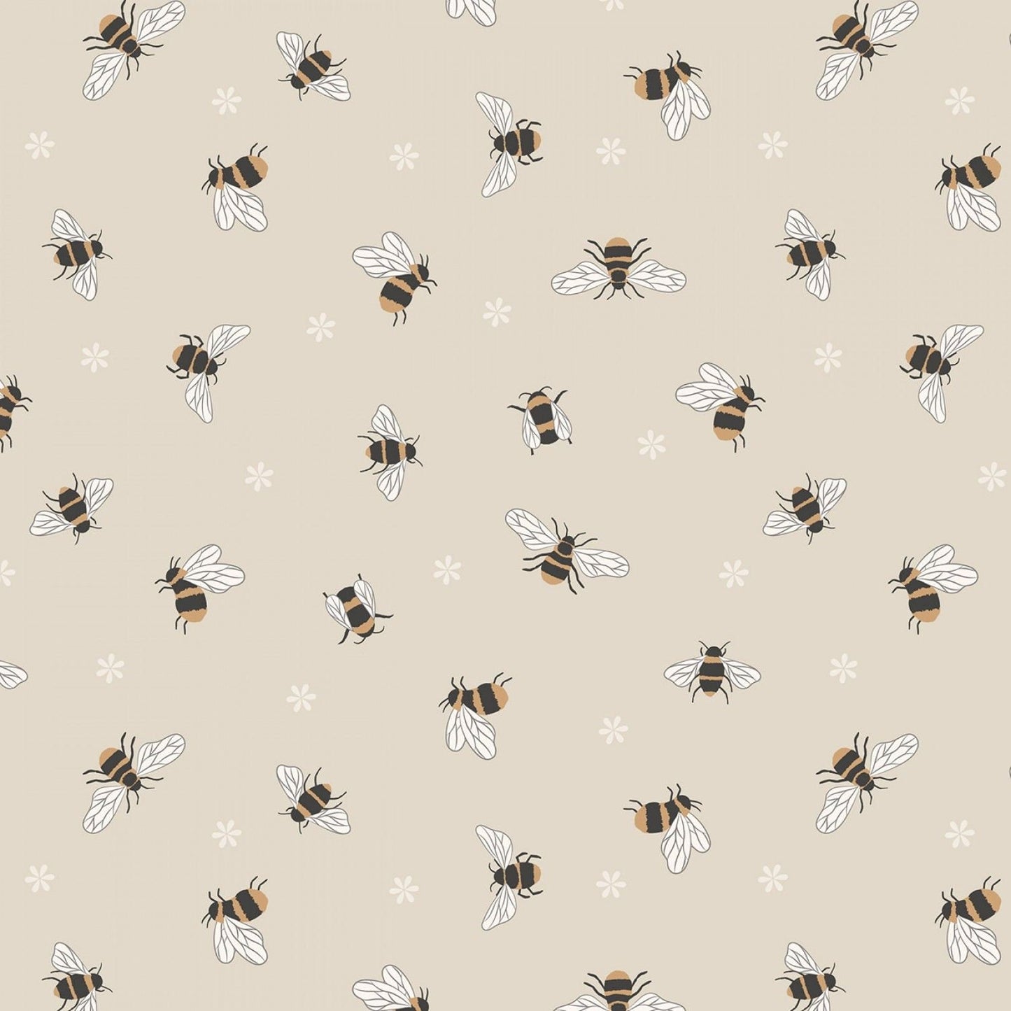 Queen Bee Bees on Dark Cream A503.1 Cotton Woven Fabric