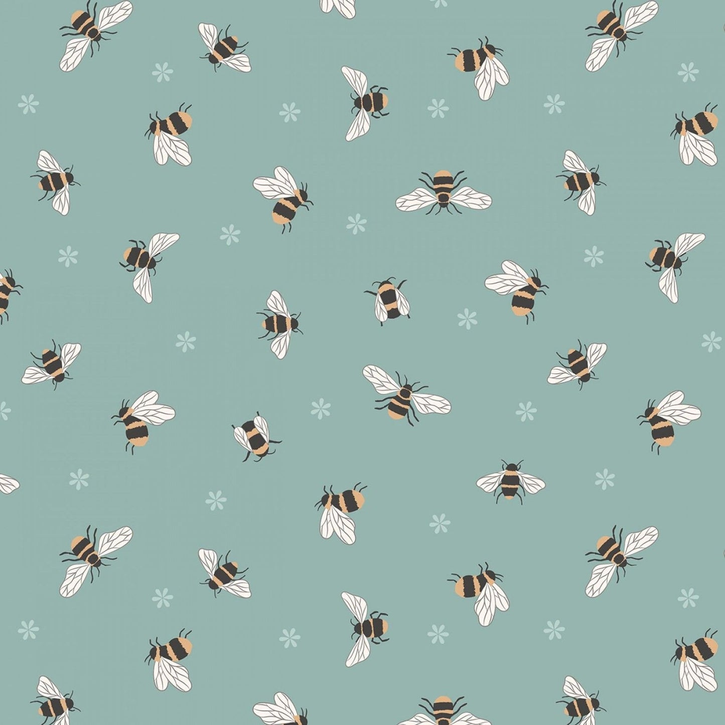 Queen Bee Bees on Duck Egg A503.3 Cotton Woven Fabric