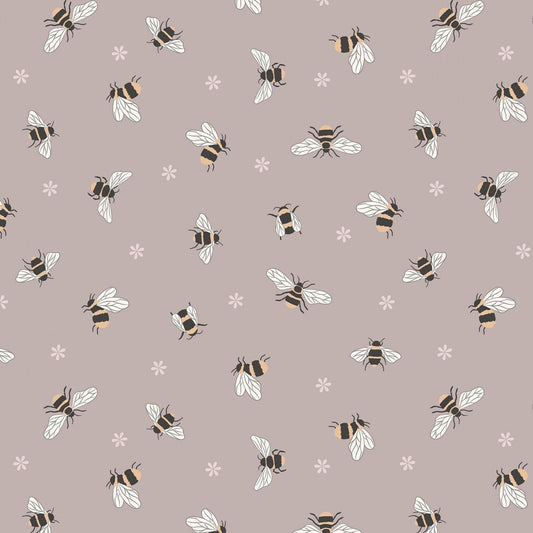 Queen Bee Bees on Warm Beige A503-2 Cotton Woven Fabric