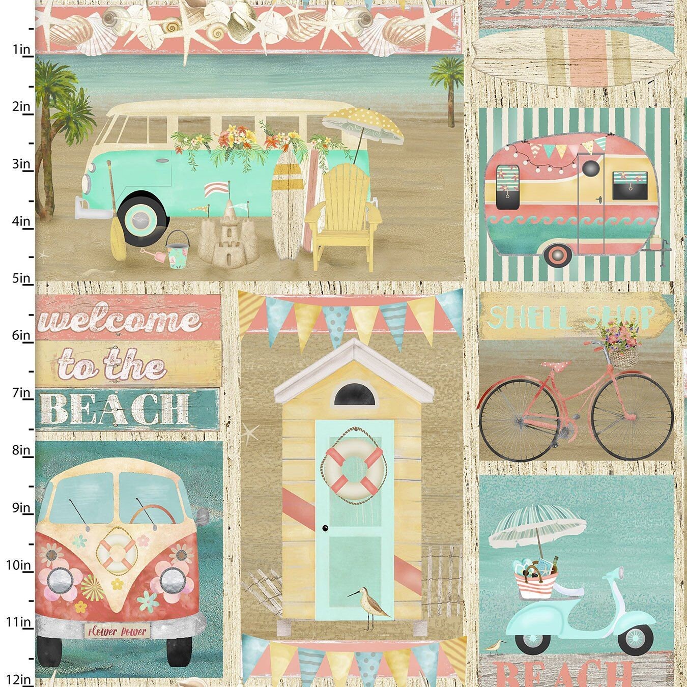 Beach Travel by Beth Albert Patch Multi 17338-MLT Cotton Woven Fabric