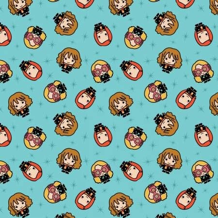 Licensed Harry Potter Kawaii Girl Toss Aqua 23800674-2 Cotton Woven Fabric