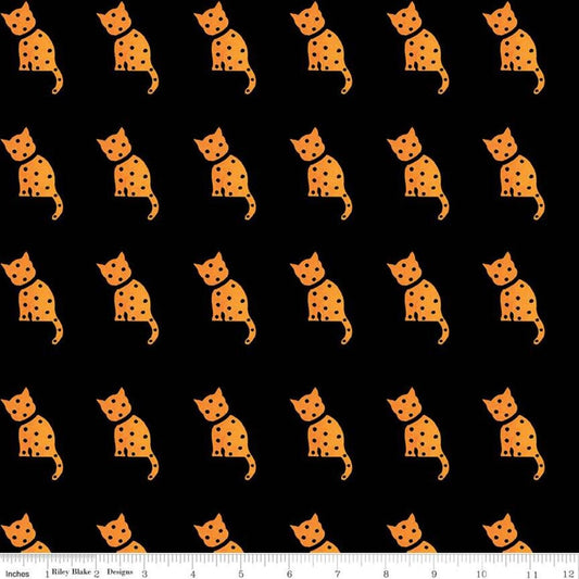Old Made by J. Wecker Frisch Cat Stamp Black C10599-BLACK Cotton Woven Fabric