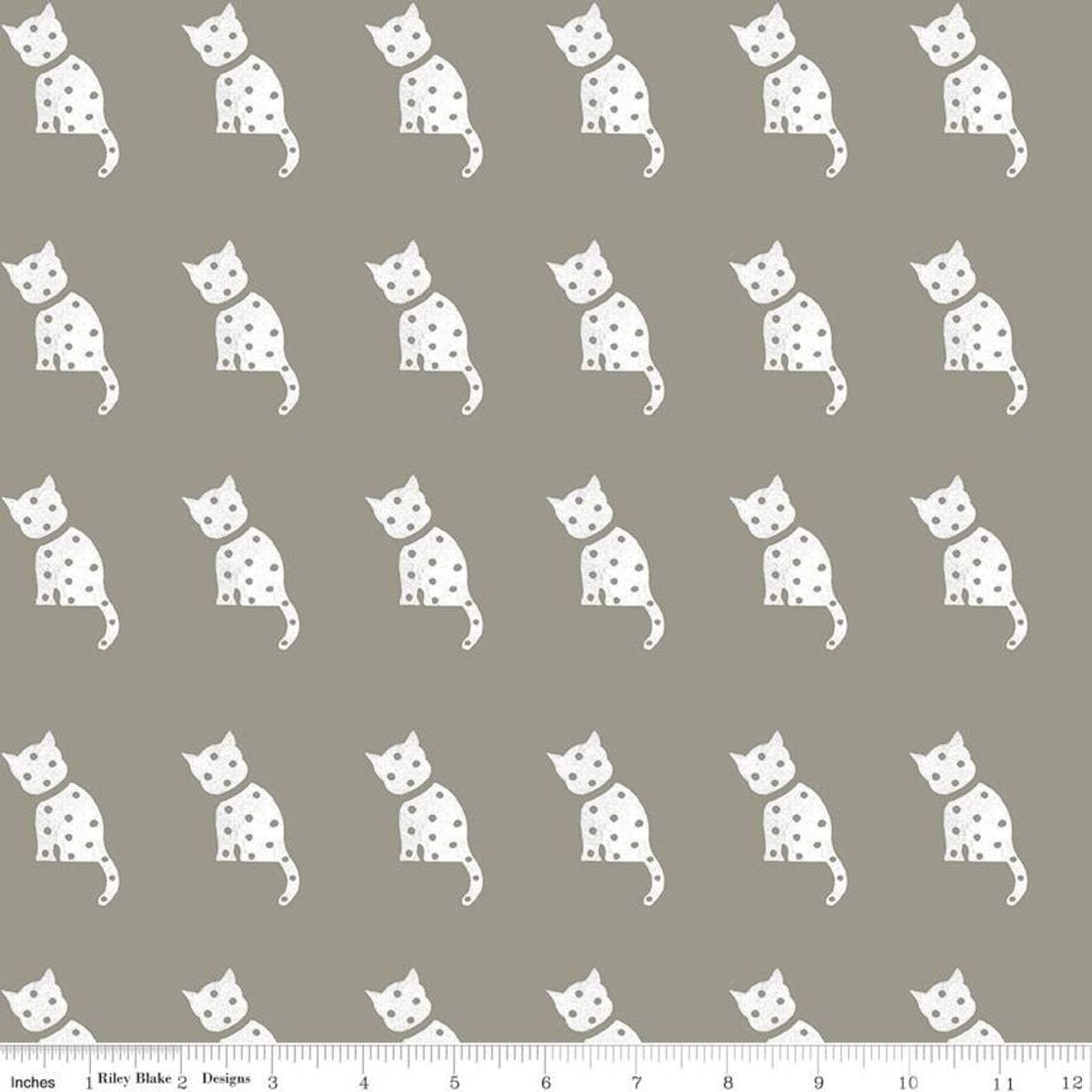 Old Made by J. Wecker Frisch Cat Stamp Gray C10599-GRAY Cotton Woven Fabric