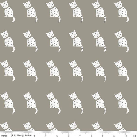 Old Made by J. Wecker Frisch Cat Stamp Gray C10599-GRAY Cotton Woven Fabric