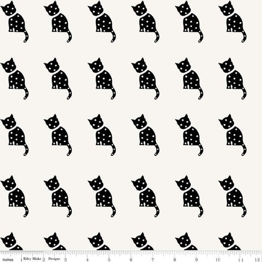 Old Made by J. Wecker Frisch Cat Stamp White C10599-WHITE Cotton Woven Fabric