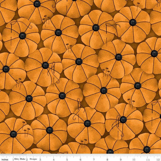 Old Made by J. Wecker Frisch Pumpkin Pins Orange C10595-ORANGE Cotton Woven Fabric