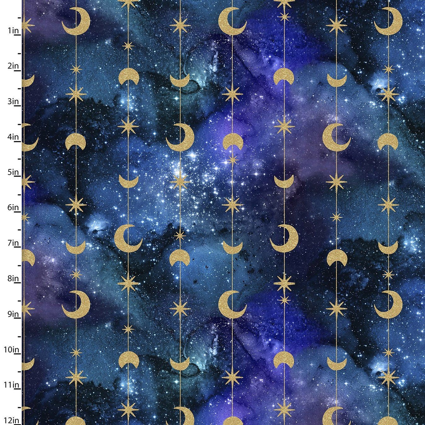 Magical Galaxy Moons & Stars w/Metallic 17163-MLT Cotton Woven Fabric