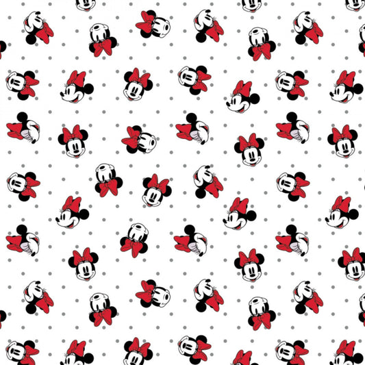 Licensed Disney Minnie Mouse Dreaming In Dots White 85271012-1 Cotton Woven Fabric