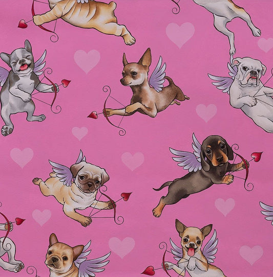 Nicole's Prints Puppy Love 8851A Pink Cotton Woven Fabric