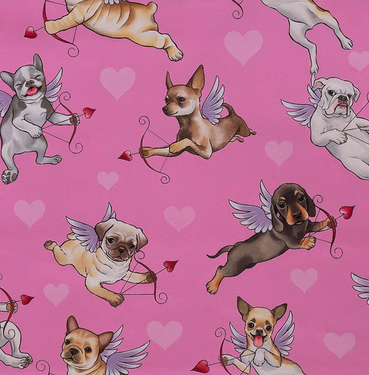 Nicole's Prints Puppy Love 8851A Pink Cotton Woven Fabric