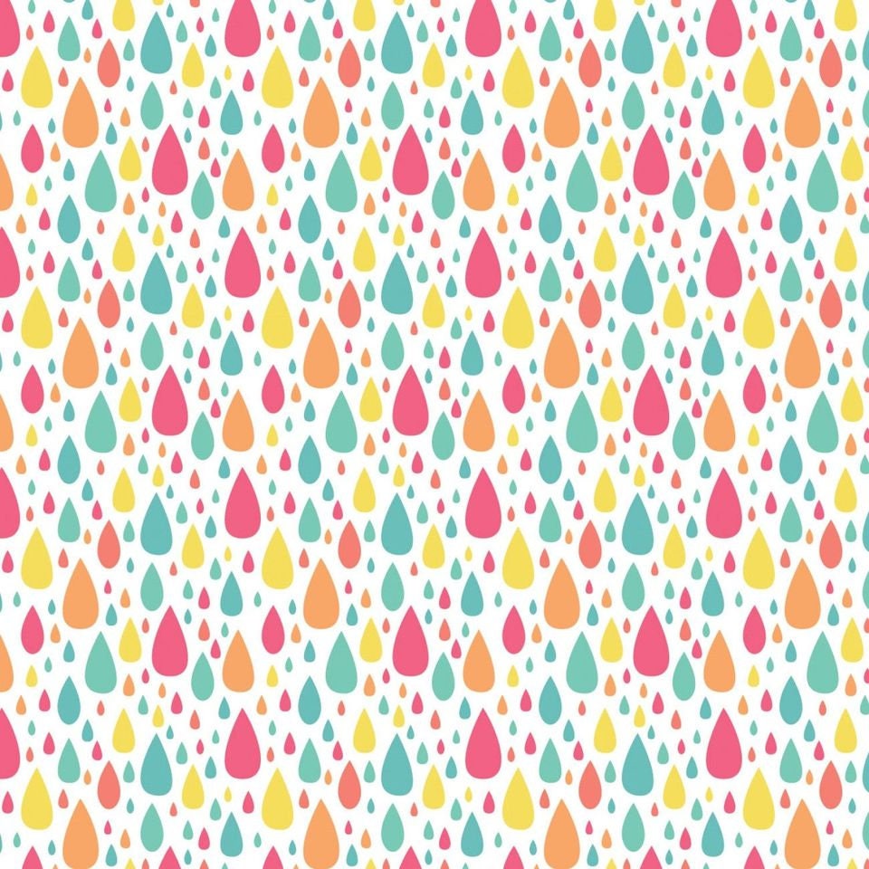 Be The Rainbow Raindrops White Bright 21200410-1 Cotton Woven Fabric