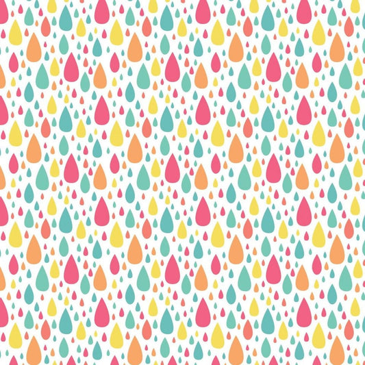 Be The Rainbow Raindrops White Bright 21200410-1 Cotton Woven Fabric