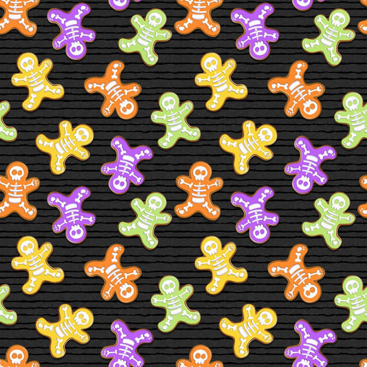 Glow Ghosts by Shelly Comiskey Skeleton Bones Black 9602G-99 Glow in the Dark Cotton Woven Fabric