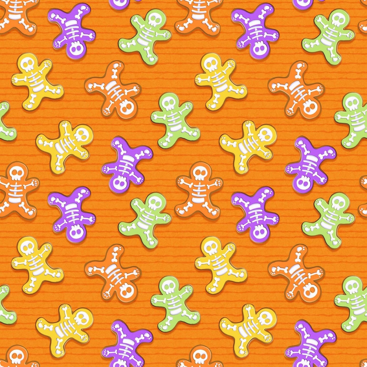 Glow Ghosts by Shelly Comiskey Skeleton Bones Orange 9602G-33 Glow in the Dark Cotton Woven Fabric