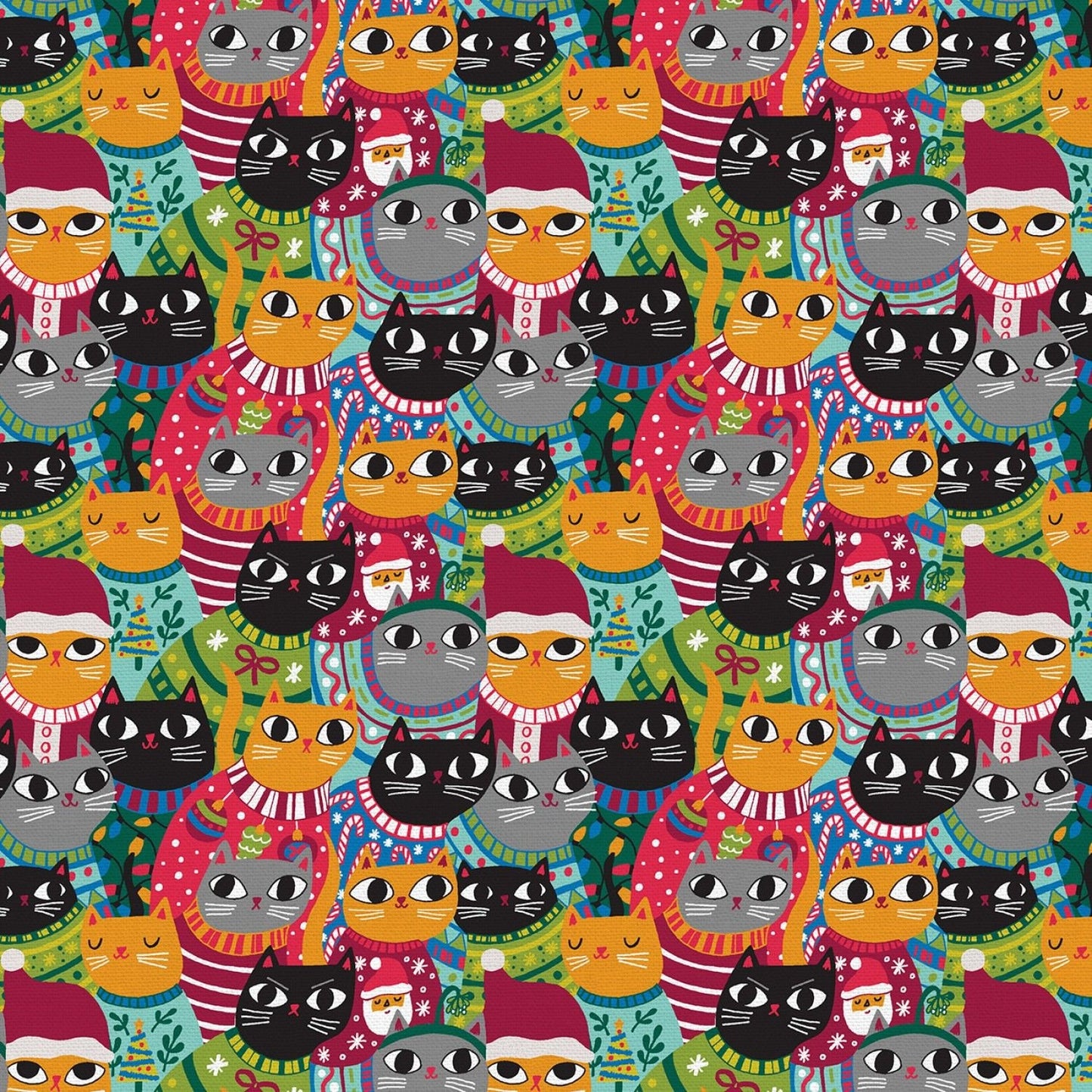 Christmas Sweater Cats by Allison Cole Sweater Cats Multi 120-21794 Cotton Woven Fabric