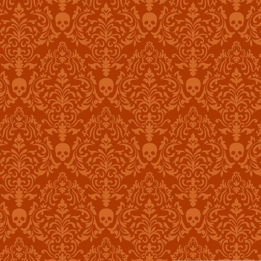 Spooky Night by Grace Popp Spooky Small Damask Orange 5720S-33 Cotton Woven Fabric