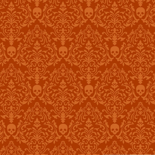 Spooky Night by Grace Popp Spooky Small Damask Orange 5720S-33 Cotton Woven Fabric
