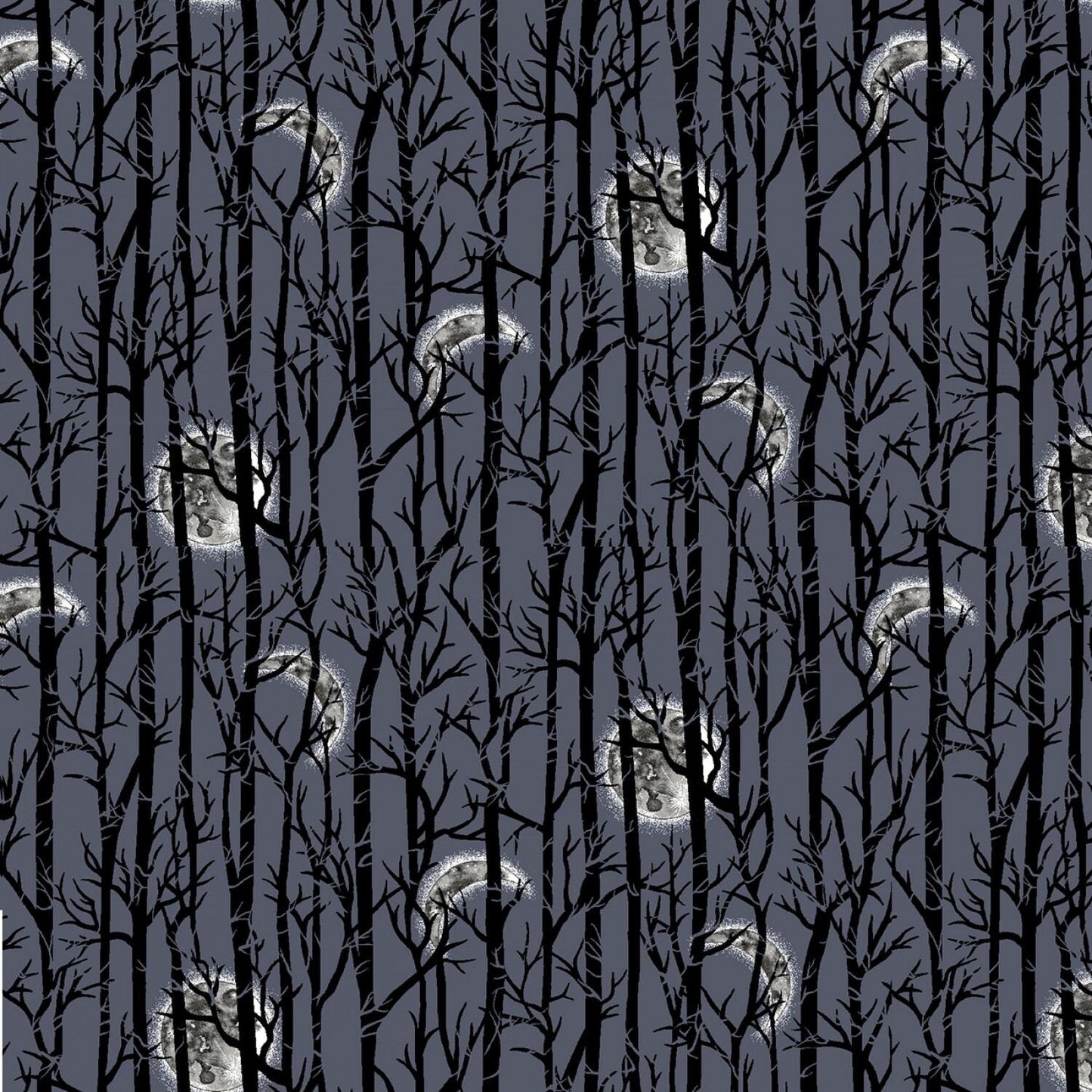 Spooky Night by Grace Popp Moonlight Trees Midnight 5726S-97 Cotton Woven Fabric