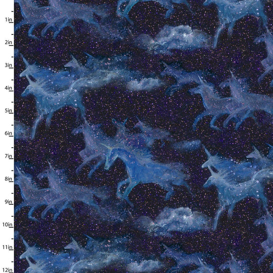 Celestial Journey by Josephine Wall Night Flight Purple 17137-PUR Digitally Printed Cotton Woven Fabric