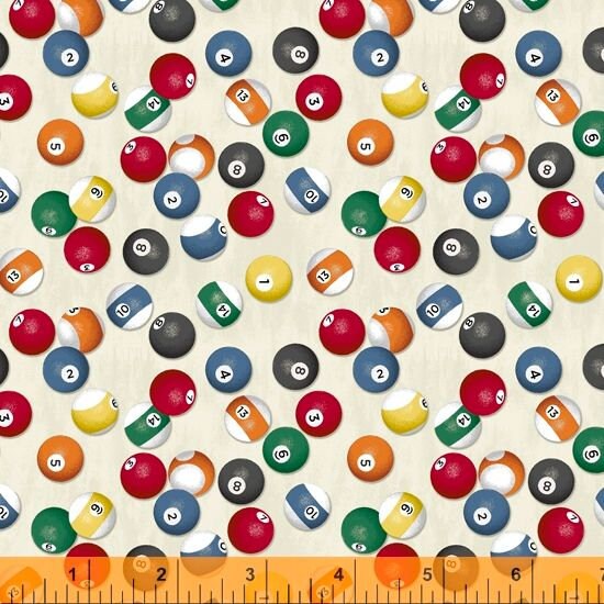 Man Cave by Rosemarie Lavin Billiard Balls 52412-4 Cotton Woven Fabric