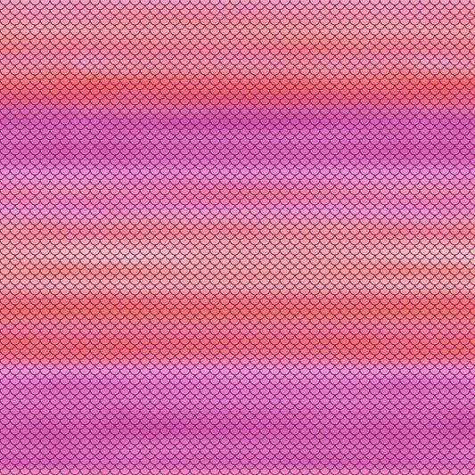 Mermaid in Blue Jeans Fish Scale Ombre Orange & Violet 5586-35 Cotton Woven Fabric