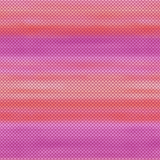 Mermaid in Blue Jeans Fish Scale Ombre Orange & Violet 5586-35 Cotton Woven Fabric