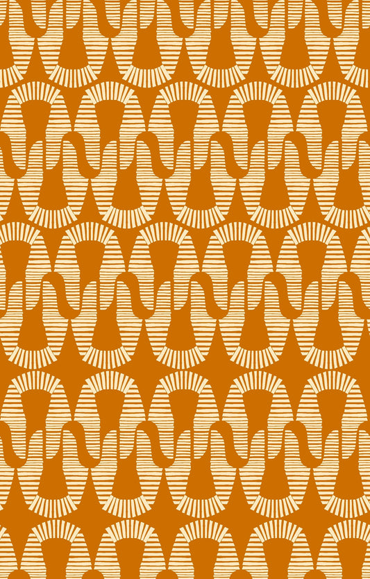 The Eye of Egypt Cream coloured Pharaoh Hat on Orange 4501-402 Digitally Printed Cotton Woven Fabric