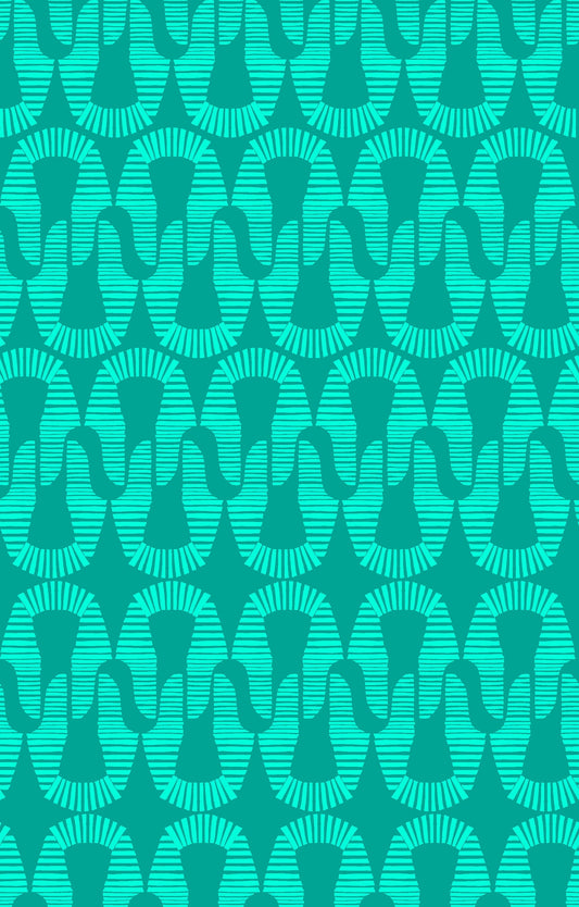 The Eye of Egypt Turquoise coloured Pharaoh Hat Tonal 4501-403 Digitally Printed Cotton Woven Fabric