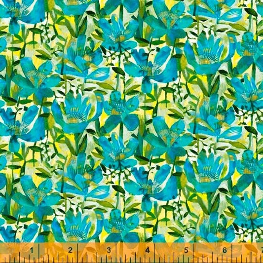 Alfie by Este MacLeod Summer Roses Teal 52296D-2 Digitally Printed Cotton Woven Fabric