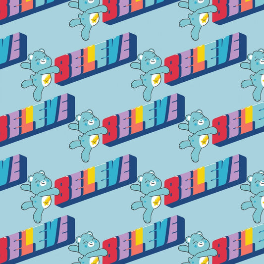 Licensed Care Bears Believe Believe Blue 44010607-2 Cotton Woven Fabric